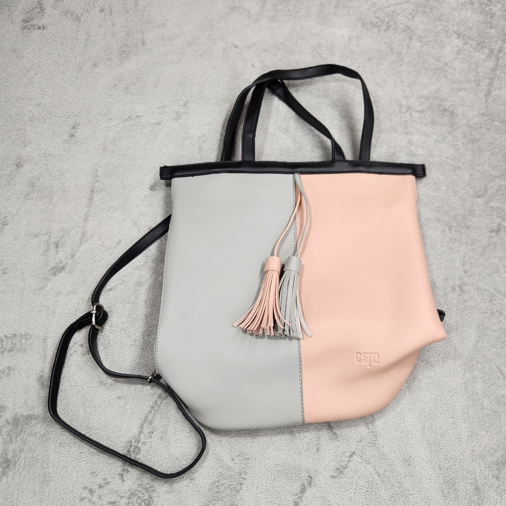 Espe Purse Vegan Leather grey/pink Shoulder Crossbody, back pack Big Bag Tote